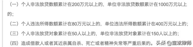 非法放贷罪立案标准（非法放贷的最新法律规定）