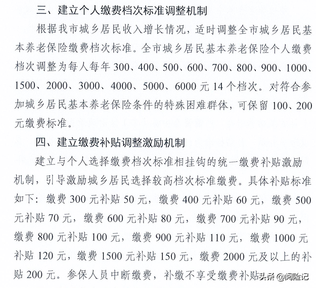 个人居民养老保险缴费标准（2022年最新社保缴费档次）