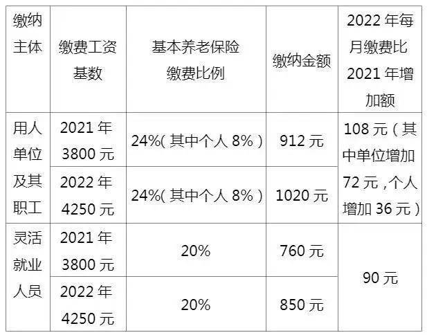 养老保险最低标准是多少钱（个人缴纳养老保险的比例）