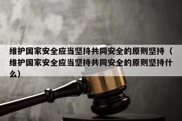 维护国家安全应当坚持共同安全的原则坚持（维护国家安全应当坚持共同安全的原则坚持什么）